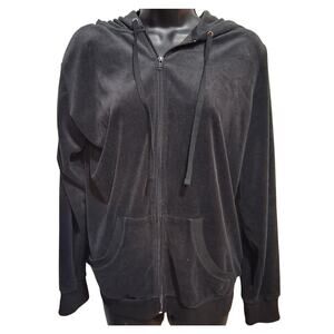 Vintage Bobbie Brooks Jacket 1X Black Velour Zip-up Track Outdoor Active